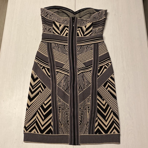 Herve Leger Vintage Black and White Printed Strapless Bandage Mini Dress - M - Picture 2 of 6